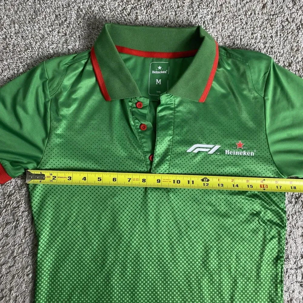 Heineken Formula 1 Green Short Sleeve Collared Polo Shirt Men's Medium